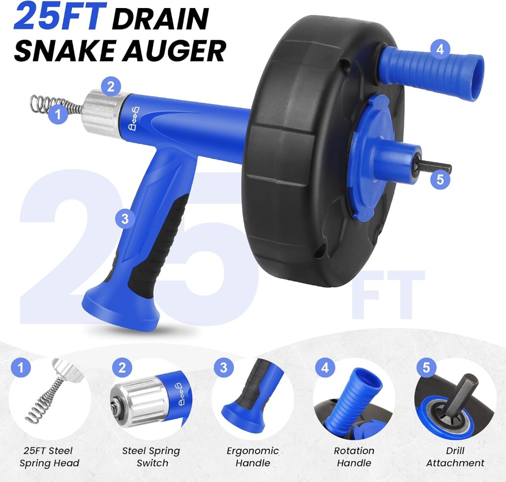 25FT Drain Snake with Drill Ad – Drain Snake Flexible recenzja i cena